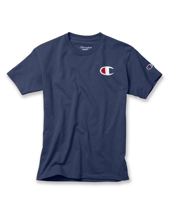 Champion T-Shirt Jongens - Donkerblauw - Cotton Big C Logo ( 628397-MTE )